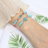 12pcs Adjustable Bracelets Natural Stone Evil Eye Beads Owl Charm Bracelet