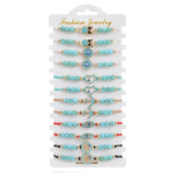 12pcs Adjustable Bracelets Natural Stone Evil Eye Beads Owl Charm Bracelet