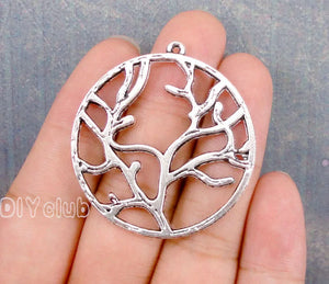 12pcs Tibetan Silver 2 Sided Tree Branch Charms Pendant