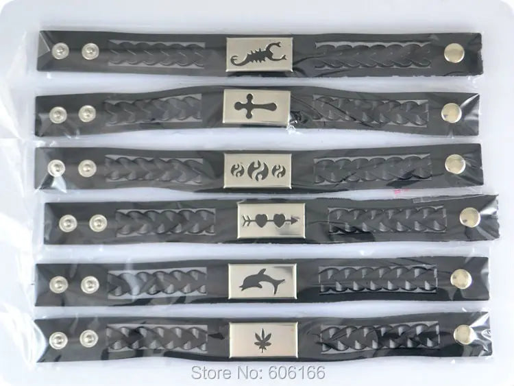 12pcs Rubber Bracelets Mix Cross Tai Chi Skull Scorpions Heart Rock jewelry