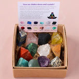 12pcs Rough Stone Healing Crystal Collection-Amethyst Amazonite Loose Gemstone