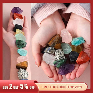 12pcs Rough Stone Healing Crystal Collection-Amethyst Amazonite Loose Gemstone