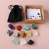 12pcs Rough Stone Healing Crystal Collection-Amethyst Amazonite Loose Gemstone