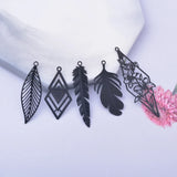 12pcs Brass Feather Leaf Charms for DIY Earring Jewelry Findings