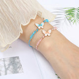 12pcs Butterfly Animal Charms Crystal Beads Bracelet Anklets