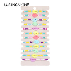 12pcs Candy Seeds Beads Shell Braided Bracelets for Women Child