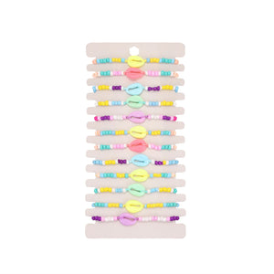 12pcs Candy Seeds Beads Shell Braided Bracelets for Women Child