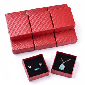 12pcs Jewelry Boxes for Pendant & Earring & Ring, Red Square 7.5x7.5x3.5cm