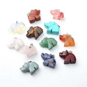 12pcs Polar Bears Crystal Quartz Stone Pendants for Jewelry Making