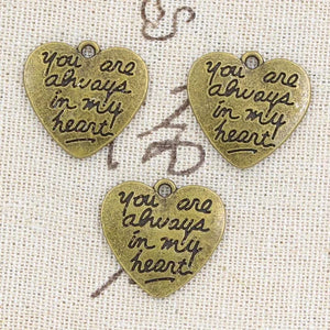 12pcs Always In My Heart Charms 20x21mm DIY Jewelry Findings