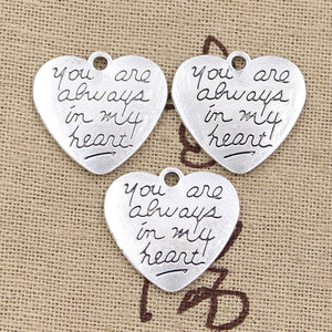12pcs Always In My Heart Charms 20x21mm DIY Jewelry Findings