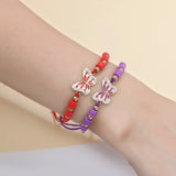 12pcs Polymer Clay Butterfly Charms Bracelets Adjustable Rope Chain Bracelet