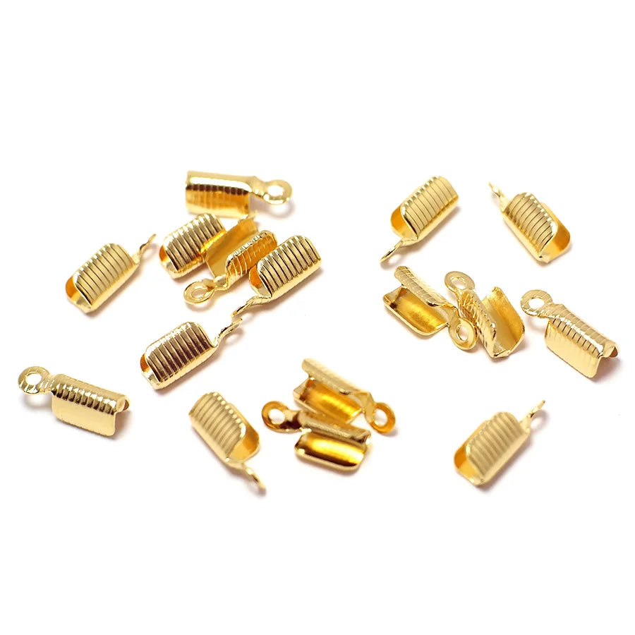 12pcs Gold Plated Crimp End Tips for Jewelry Making