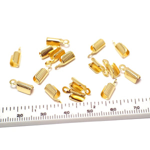 12pcs Gold Plated Crimp End Tips for Jewelry Making