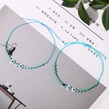 12pcs Crystal Resin Bead Charms Bracelet Adjustable Evil Eye