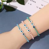 12pcs Crystal Resin Bead Charms Bracelet Adjustable Evil Eye