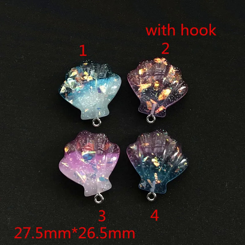 12pcs Glitter Resin Dolphin & Shell Ocean Animal DIY Accessories