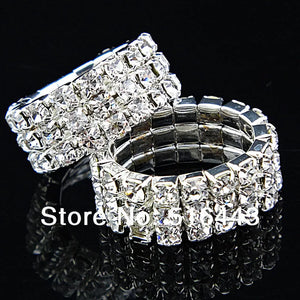 12pcs Czech Rhinestones 3rows Stretchy Women Rings A945