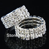 12pcs Czech Rhinestones 3rows Stretchy Women Rings A945