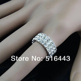 12pcs Czech Rhinestones 3rows Stretchy Women Rings A945