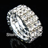 12pcs Czech Rhinestones 3rows Stretchy Women Rings A945