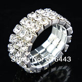 12pcs Czech Rhinestones 3rows Stretchy Women Rings A945