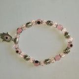 12pcs Devil's Eye Fatima Hand Bracelet Glass Beads Elastic Rope Woven