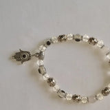 12pcs Devil's Eye Fatima Hand Bracelet Glass Beads Elastic Rope Woven