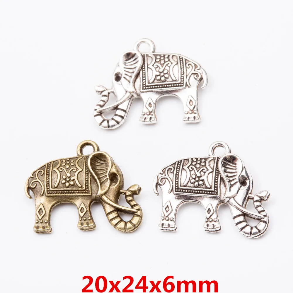 12pcs Elephant Vintage Metal Pendant Charms for DIY Jewelry Making