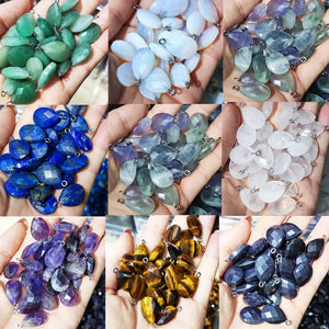 12pcs Natural Stone Water Drop Charm Pendants for Jewelry Making