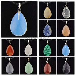 12pcs Natural Quartz Stone Choker Necklace with Water Drop Pendants