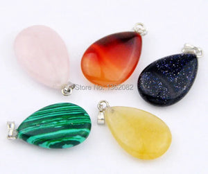 12pcs Natural Quartz Stone Choker Necklace with Water Drop Pendants