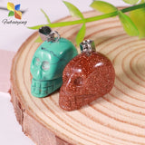 12pcs Crystal Quartz Carved Skull Necklace Charms