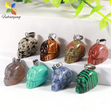 12pcs Crystal Quartz Carved Skull Necklace Charms