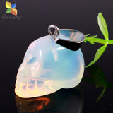 12pcs Crystal Quartz Carved Skull Necklace Charms