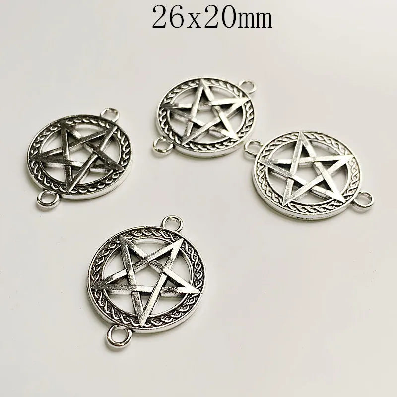12pcs Pentagram Pendants, Necklace Accessories, Charms For Jewelry Making
