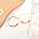 12pcs Flamingo Heart Pendant Braided Charms Bracelets Women Anklets