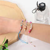 12pcs Flamingo Heart Pendant Braided Charms Bracelets Women Anklets
