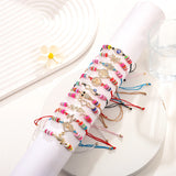 12pcs Flamingo Heart Pendant Braided Charms Bracelets Women Anklets
