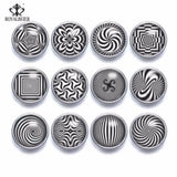 12pcs 12mm Snap Button Green Kaleidoscope Flower Theme Snap Jewelry Set