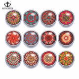 12pcs 12mm Snap Button Green Kaleidoscope Flower Theme Snap Jewelry Set