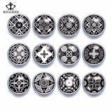 12pcs Glass Charms 12mm Snap Button Purple Kaleidoscope Flower Theme