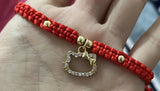 12pcs Crystal Cat Charm Pendant Bracelet Gift for Women