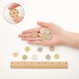12pcs Enamel Pendants, Baroque Style, Flat Round Flower, 6 Colors