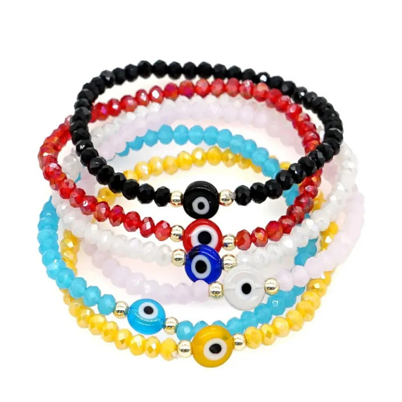 12pcs Crystal Beaded Bracelet Evil Eye Bead Bracelet