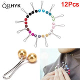 12pcs Pearl Scarf Brooch Pin Muslim Hijab Clips