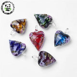 12pcs Heart Lampwork Glass Pendants for Necklace Bracelet Making