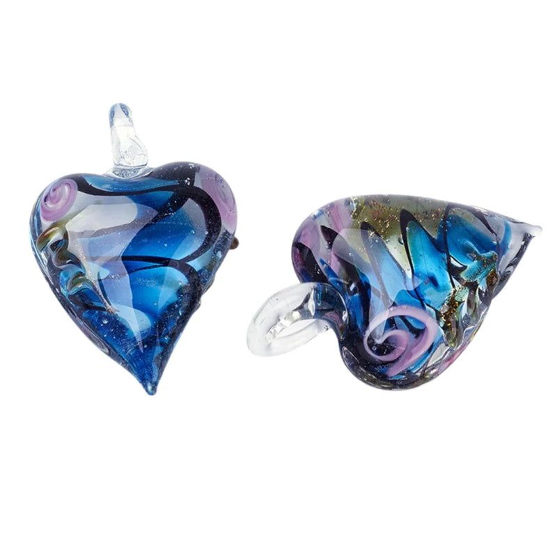 12pcs Heart Lampwork Glass Pendants for Necklace Bracelet Making