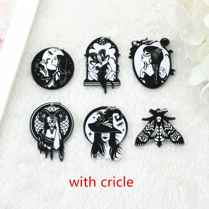 12pcs Hecate Goddess Charms Acrylic Witch Butterfly Pendant Jewelry