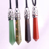 12pcs Hexagonal Column Pendant Natural Crystal Quartz Carnelian Opalite